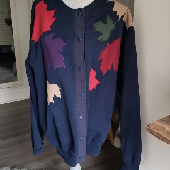 Non Fiction Canadian Classic Sweaters - Vintage Non Fiction Tiger Brand Fall leaves  Cardigan . Size Medium. EUC